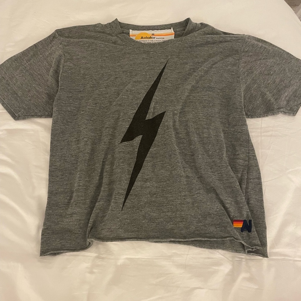 Aviator Nation grey lightning tee